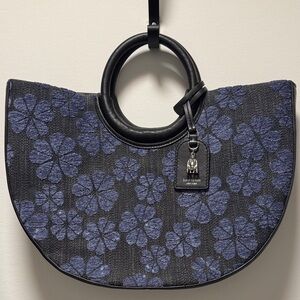 Kate Spade Black and Blue On Purpose Rwanda Floral Half Circle Watermelon Tote